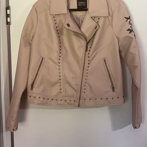 Faux pink leather jacket